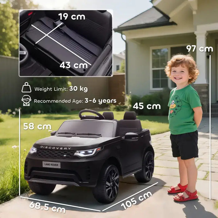 12V Licensed Land Rover Kids Electric Ride-On Car - Black | Remote Control and LED Lights AIYAPLAY - Little and Giant Explorers AIYAPLAY