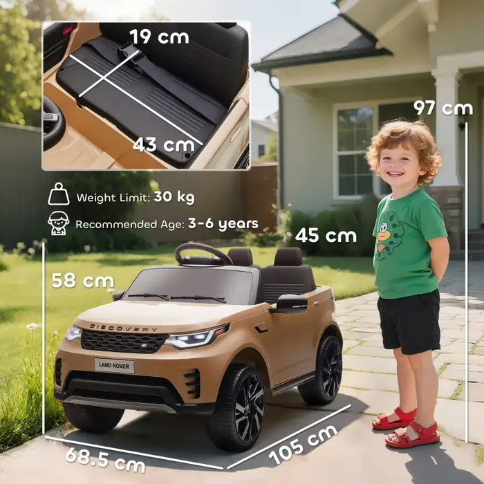 12V Licensed Land Rover Kids Electric Ride-On Car - Khaki | Remote Control and LED Lights AIYAPLAY - Little and Giant Explorers AIYAPLAY
