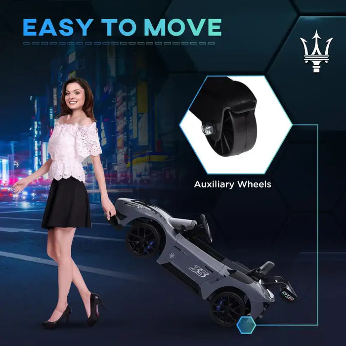 12V Licensed Maserati GT2 Kids Electric Ride-On Car - Grey | Remote Control and Lights AIYAPLAY - Little and Giant Explorers AIYAPLAY