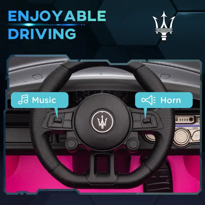 12V Licensed Maserati GT2 Kids Electric Ride-On Car - Pink | Shock-Absorbing Wheels and Music AIYAPLAY - Little and Giant Explorers AIYAPLAY