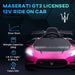 12V Licensed Maserati GT2 Kids Electric Ride-On Car - Pink | Shock-Absorbing Wheels and Music AIYAPLAY - Little and Giant Explorers AIYAPLAY