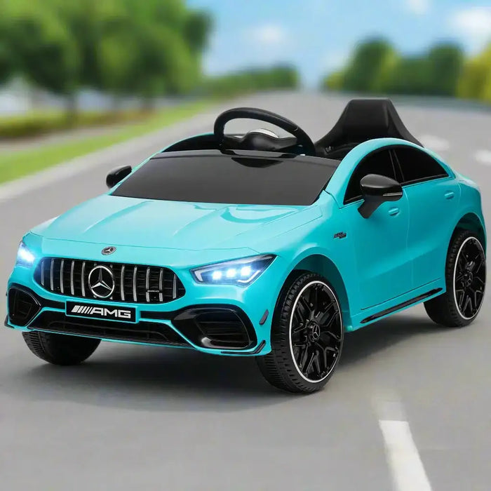 Kids Licensed Mercedes-AMG CLA 45 with Suspension in Light Blue 12V - Little and Giant Explorers AIYAPLAY