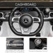 Dashboard of 12V Mercedes-Benz G500 kids electric ride-on jeep with steering wheel, MP3, USB, and forward-reverse controls