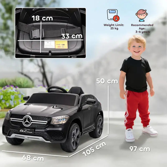 12V Licensed Mercedes-Benz GLC Coupe Kids Ride-On Car - Black | LED Lights and Music AIYAPLAY - Little and Giant Explorers AIYAPLAY