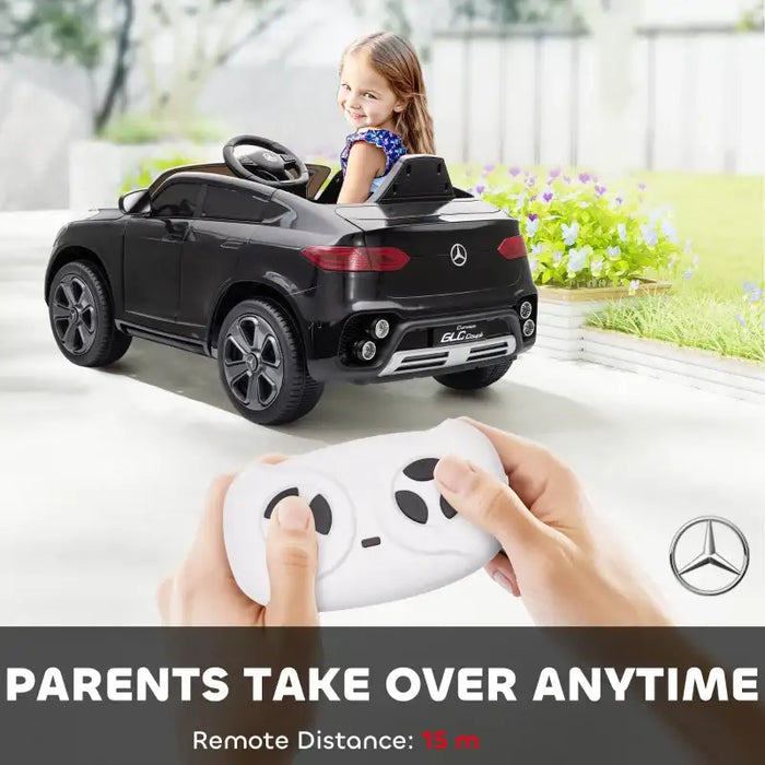 12V Licensed Mercedes-Benz GLC Coupe Kids Ride-On Car - Black | LED Lights and Music AIYAPLAY - Little and Giant Explorers AIYAPLAY