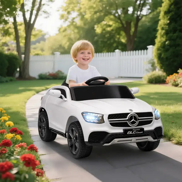 12V Licensed Mercedes-Benz GLC Coupe Kids Ride-On Car - White | LED Lights and Music AIYAPLAY - Little and Giant Explorers AIYAPLAY