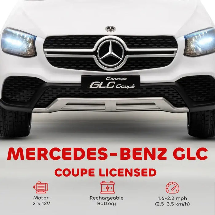 12V Licensed Mercedes-Benz GLC Coupe Kids Ride-On Car - White | LED Lights and Music AIYAPLAY - Little and Giant Explorers AIYAPLAY