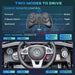 Mercedes-Benz SLC 300 kids electric ride-on car dashboard and remote control features infographic