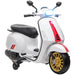 12V Licensed Vespa Kids Electric Motorbike – White | FM Radio and Training Wheels AIYAPLAY - Little and Giant Explorers