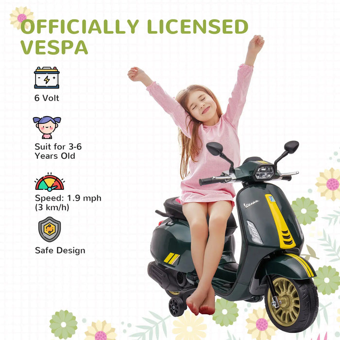 12V Licensed Vespa Kids Electric Ride-On Motorbike – Green | FM Radio AIYAPLAY - Little and Giant Explorers AIYAPLAY