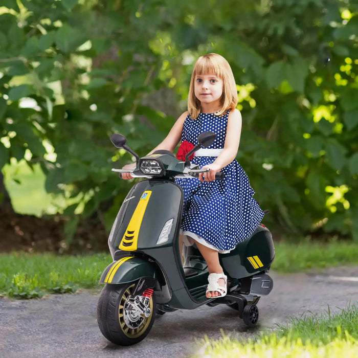 12V Licensed Vespa Kids Electric Ride-On Motorbike – Green | FM Radio AIYAPLAY - Little and Giant Explorers AIYAPLAY