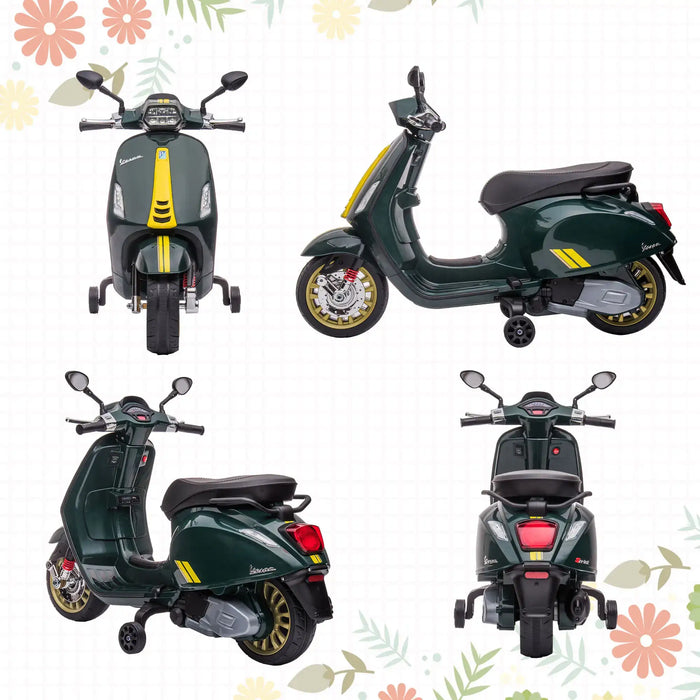 12V Licensed Vespa Kids Electric Ride-On Motorbike – Green | FM Radio AIYAPLAY - Little and Giant Explorers AIYAPLAY