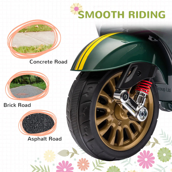 12V Licensed Vespa Kids Electric Ride-On Motorbike – Green | FM Radio AIYAPLAY - Little and Giant Explorers AIYAPLAY