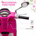 Pink scooter handlebar with rearview mirror, music controls, and one-button start feature