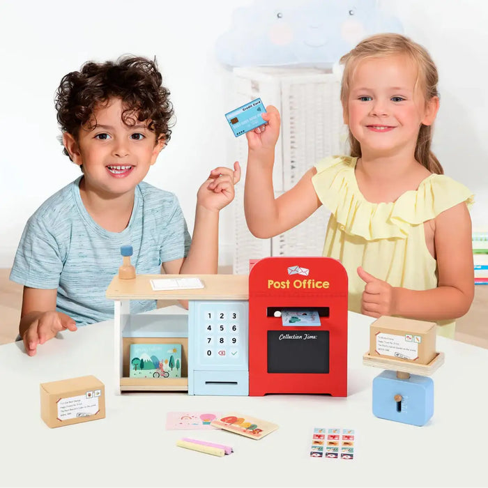 13-Piece Post Office Pretend Play Playset | Wooden Role Play Counter with Accessories SOKA® - Little and Giant Explorers SOKA Play Imagine Learn