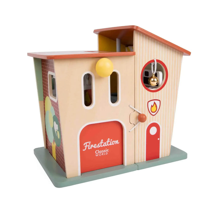 13-Piece Wooden Fire Station Playset | Fire Trucks, Helicopter, Firefighters and Accessories CLASSIC WORLD - Little and Giant Explorers Classic World
