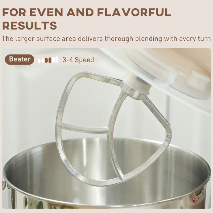 Kitchen mixer with beater attachment on a neutral background