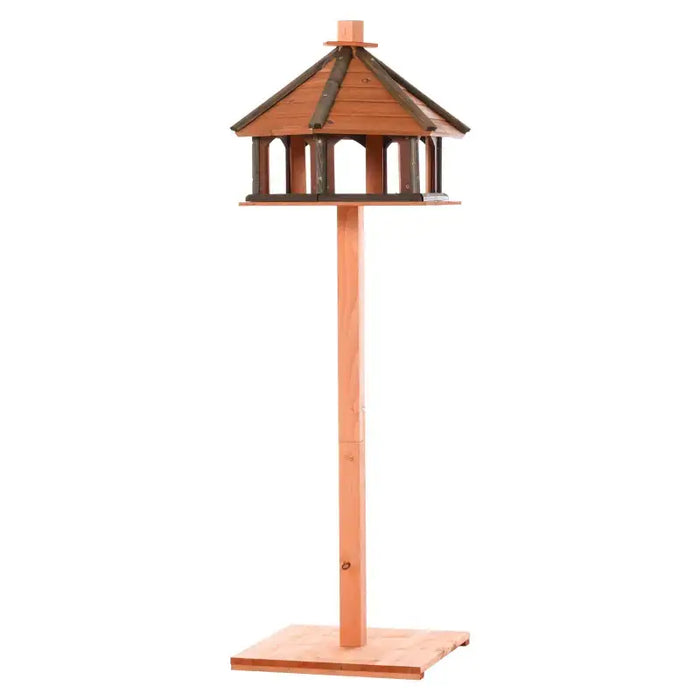 130cm Wooden Outdoor Bird Feeder Table | House-Shaped Garden Feeding Station PAWHUT - Little and Giant Explorers PawHut