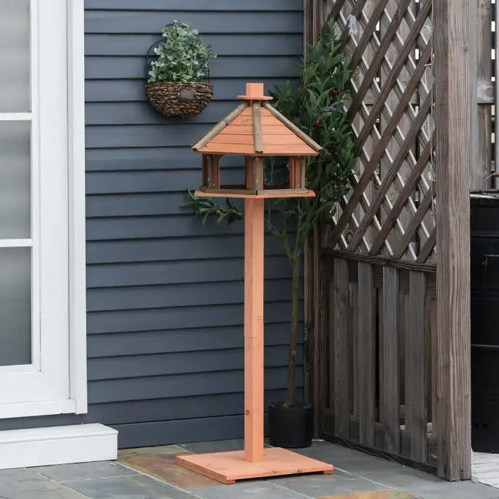 130cm Wooden Outdoor Bird Feeder Table | House-Shaped Garden Feeding Station PAWHUT - Little and Giant Explorers PawHut