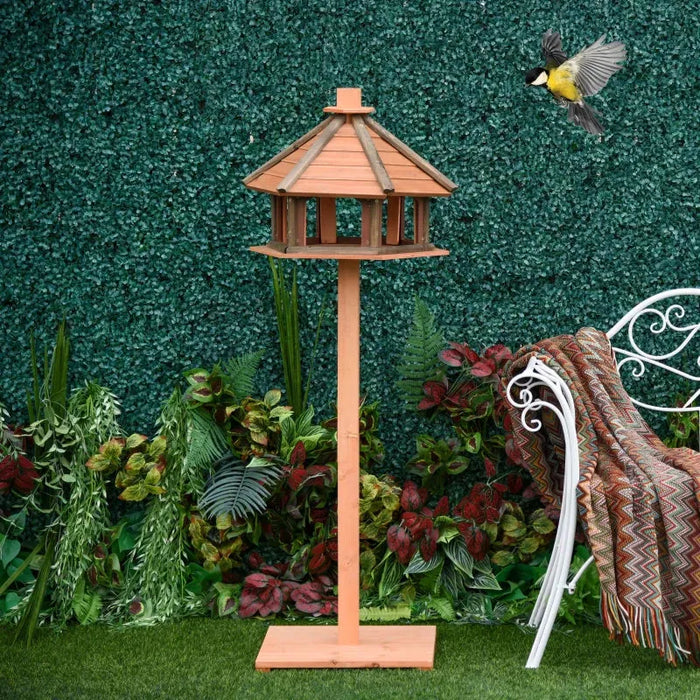 130cm Wooden Outdoor Bird Feeder Table | House-Shaped Garden Feeding Station PAWHUT - Little and Giant Explorers PawHut