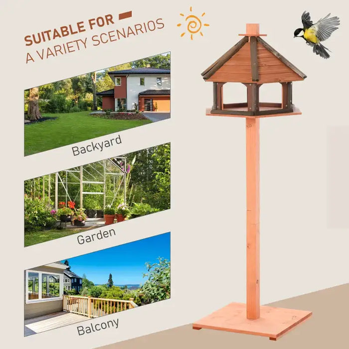 130cm Wooden Outdoor Bird Feeder Table | House-Shaped Garden Feeding Station PAWHUT - Little and Giant Explorers PawHut