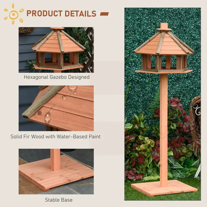 130cm Wooden Outdoor Bird Feeder Table | House-Shaped Garden Feeding Station PAWHUT - Little and Giant Explorers PawHut