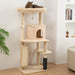 132cm Cat Tree and Activity Centre – Beige | Multi-Level Tower with Bed and House PAWHUT - Little and Giant Explorers PawHut