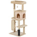 132cm Cat Tree and Activity Centre – Beige | Multi-Level Tower with Bed and House PAWHUT - Little and Giant Explorers PawHut