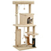 132cm Cat Tree and Activity Centre – Beige | Multi-Level Tower with Bed and House PAWHUT - Little and Giant Explorers PawHut