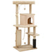 132cm Cat Tree and Activity Centre – Beige | Multi-Level Tower with Bed and House PAWHUT - Little and Giant Explorers PawHut
