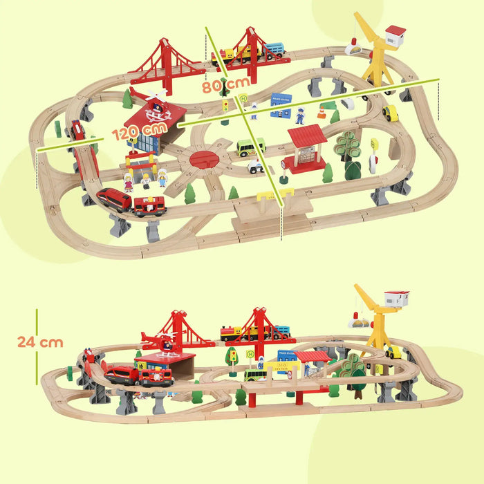 133-Piece Wooden Train Set | Battery-Powered Toy Train with Working Crane AIYAPLAY - Little and Giant Explorers