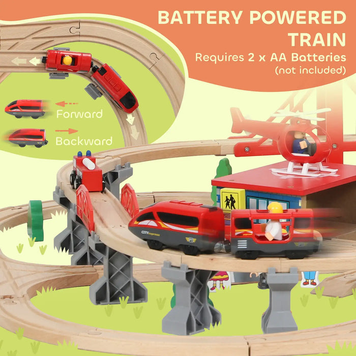133-Piece Wooden Train Set | Battery-Powered Toy Train with Working Crane AIYAPLAY - Little and Giant Explorers
