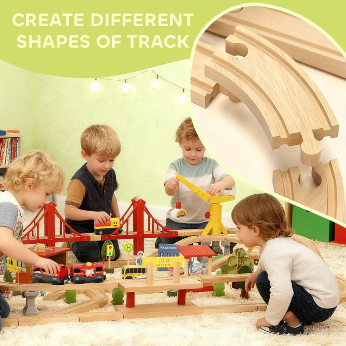 133-Piece Wooden Train Set | Battery-Powered Toy Train with Working Crane AIYAPLAY - Little and Giant Explorers