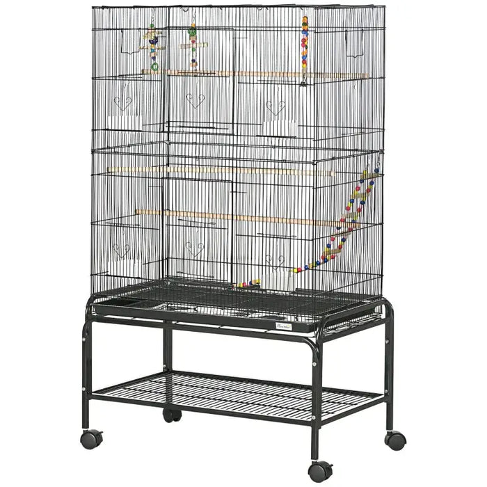 133cm Large Bird Flight Cage – Steel Parakeet and Finch Cage | Perches and Toys PAWHUT - Little and Giant Explorers PawHut