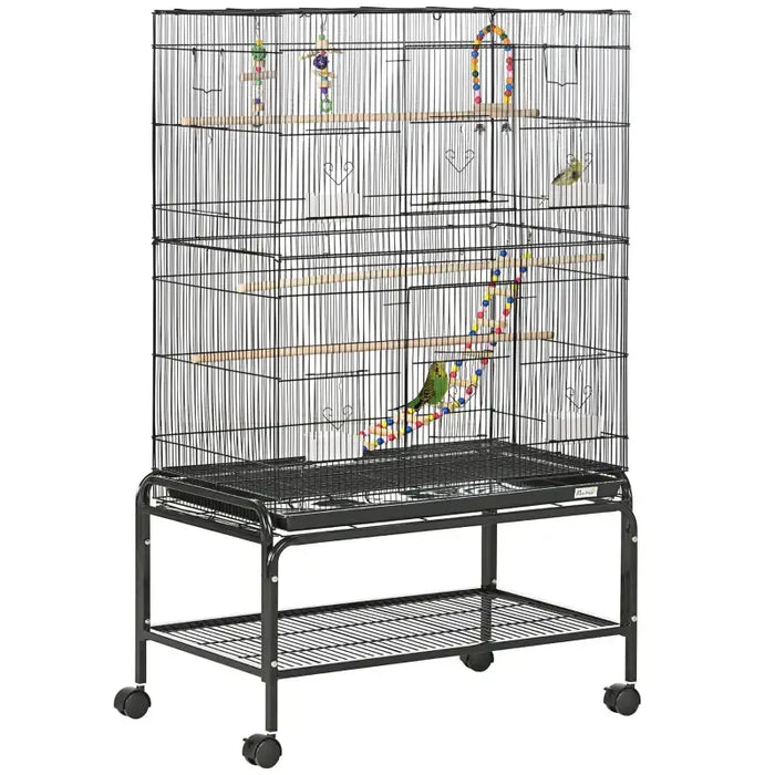 133cm Large Bird Flight Cage – Steel Parakeet and Finch Cage | Perches and Toys PAWHUT - Little and Giant Explorers PawHut