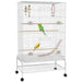 133cm Large Bird Flight Cage with Stand – White | Indoor Parrot, Budgie and Canary Cage PAWHUT - Little and Giant Explorers PawHut