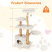 135cm Modern Cat Tree – Pearwood Support Posts | Multi-Level Cat Tower with Den COSTWAY - Little and Giant Explorers Costway