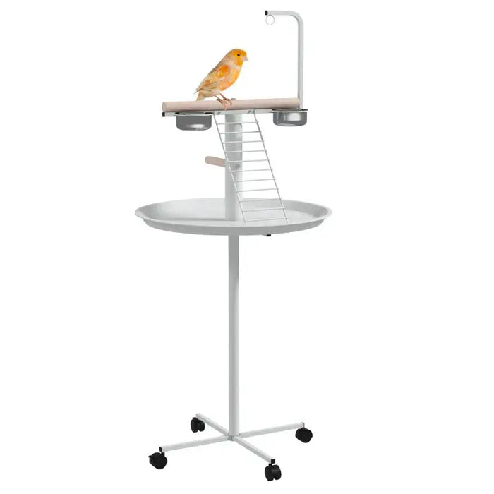 138cm Bird Feeding Table – Mobile Parrot Stand | Perches, Ladder and Toy Hanger PAWHUT - Little and Giant Explorers PawHut