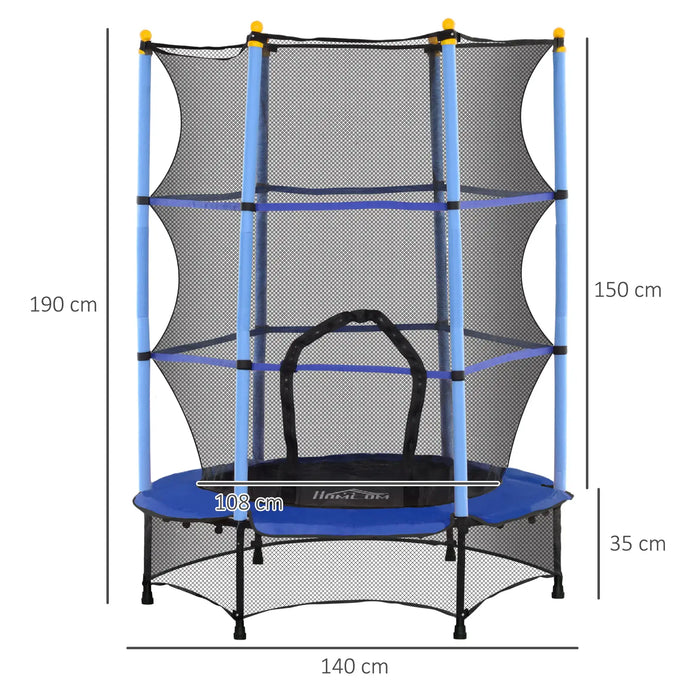 Kids Trampoline with Safety Net | Blue with Spring-Free Bungee Design - Little and Giant Explorers HOMCOM