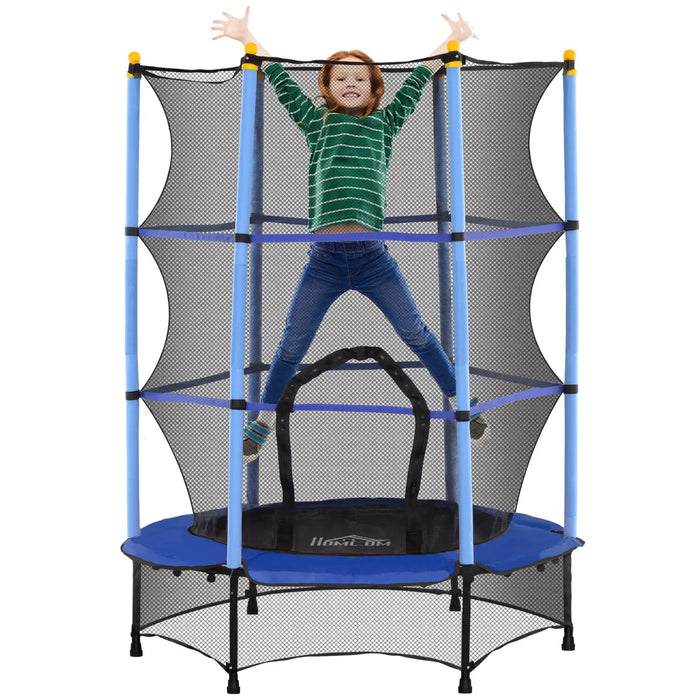 Kids Trampoline with Safety Net | Blue with Spring-Free Bungee Design - Little and Giant Explorers HOMCOM