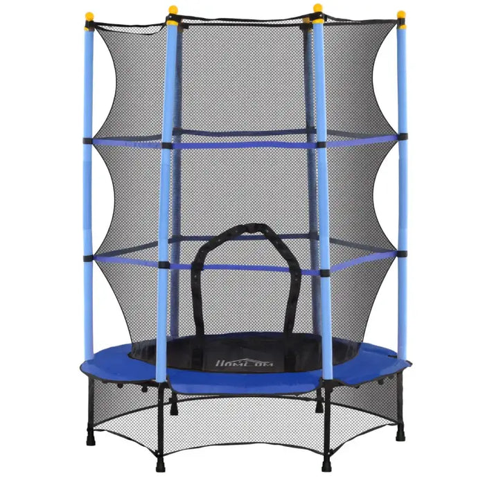 Kids Trampoline with Safety Net | Blue with Spring-Free Bungee Design - Little and Giant Explorers HOMCOM