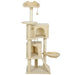 140cm Multi-Level Cat Tree – Beige and Cream White | Hammock and Condo PAWHUT - Little and Giant Explorers PawHut