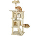 140cm Multi-Level Cat Tree – Beige and Cream White | Hammock and Condo PAWHUT - Little and Giant Explorers PawHut