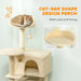 140cm Multi-Level Cat Tree – Beige and Cream White | Hammock and Condo PAWHUT - Little and Giant Explorers PawHut