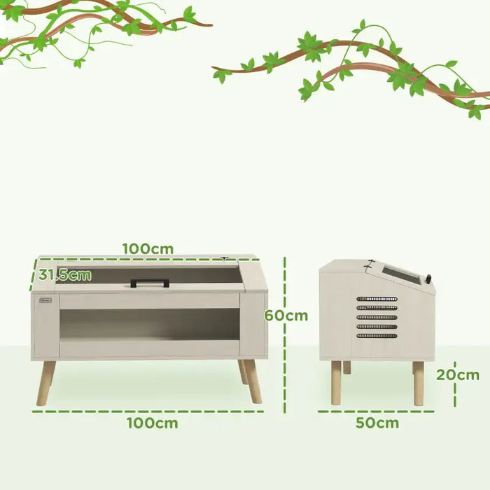 140L Reptile Terrarium Box - Oak Tone | Glass Windows and Ventilation PAWHUT - Little and Giant Explorers PawHut