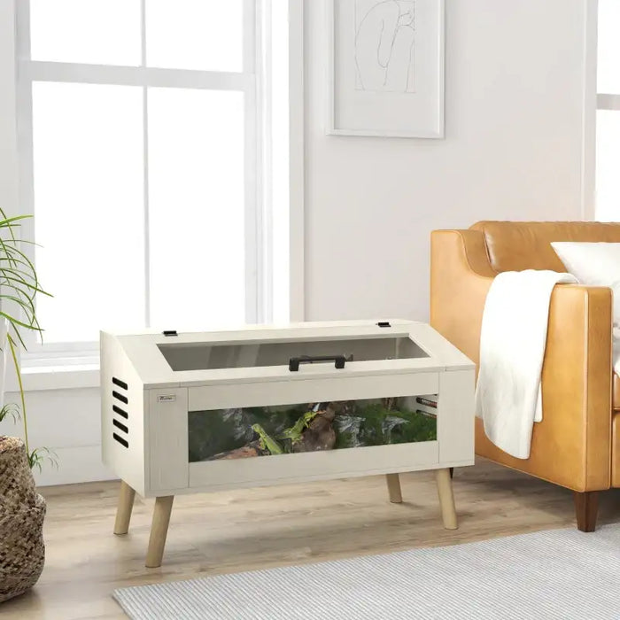 140L Reptile Terrarium Box - Oak Tone | Glass Windows and Ventilation PAWHUT - Little and Giant Explorers PawHut