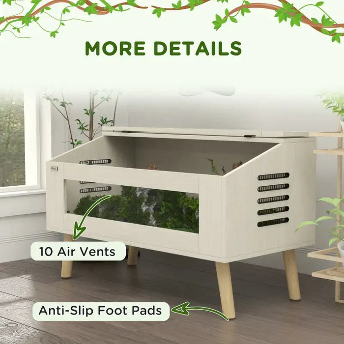 140L Reptile Terrarium Box - Oak Tone | Glass Windows and Ventilation PAWHUT - Little and Giant Explorers PawHut