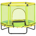 Yellow and blue kids indoor square trampoline with safety net and bungee design