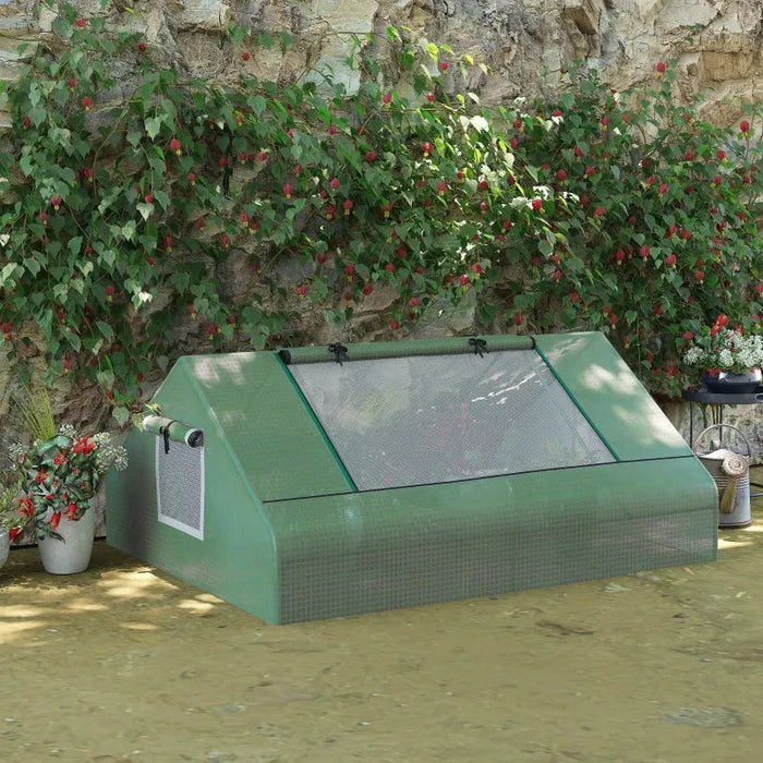 140x180cm Mini Greenhouse | Compact Low Tunnel Grow House with PE Cover and Steel Frame OUTSUNNY - Little and Giant Explorers Outsunny