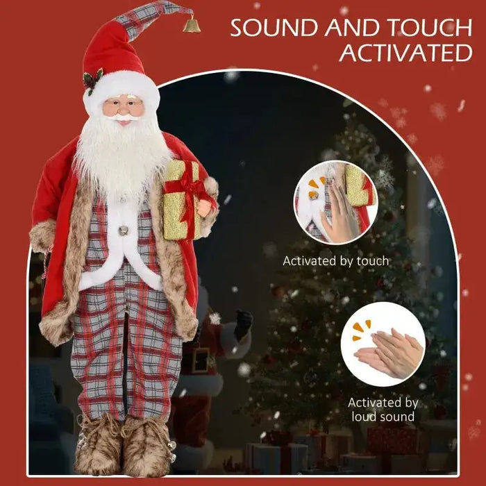Life Size Animated Santa Claus with Sound Activation and Festive Music 141cm - Little and Giant Explorers HOMCOM